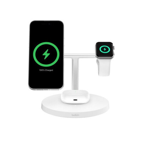 Belkin BoostCharge Pro 3-in-1 Wireless Charging Stand with Qi2 15W - White
