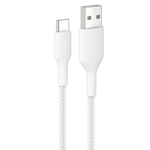 Belkin BoostCharge Pro Braided USB-A to USB-C Cable 15W - White - 6.6ft