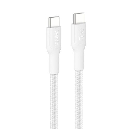 Belkin BoostCharge Pro USB-C to USB-C Braided Cable 240W - 3.3FT - White