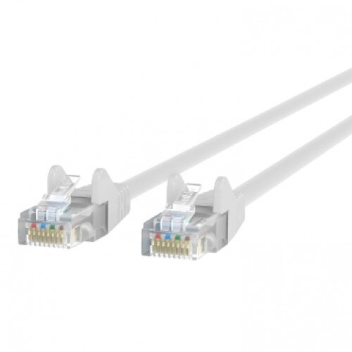 Belkin CAT6 Ethernet Patch Cable Snagless, RJ45, M/M - White - 10ft