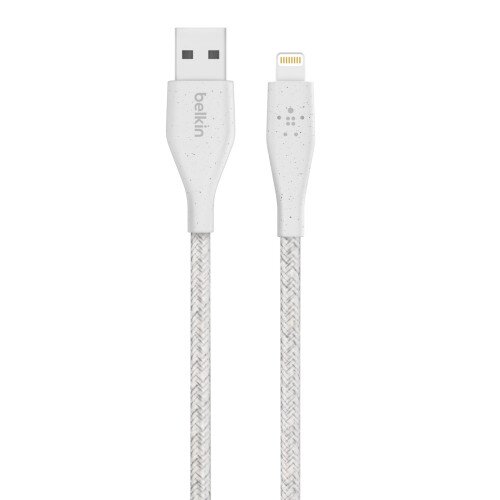 Belkin DuraTek Plus Lightning to USB-A Cable with Strap - 4.0 - Feet - White