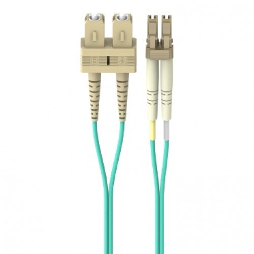 Belkin Fiber Optic Cable: 10Gb Aqua Multimode LC/SC Duplex, 50/125 OM3 - 3.0 - Meters