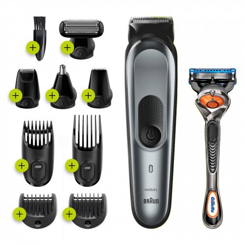 Braun 10-in-1 Styling Kit with 8 attachments and Gillette Razor