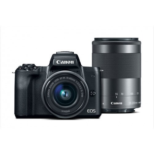 Canon EOS M50 EF-M 15-45mm f/3.5-6.3 & 55-200mm f/4.5-6.3 IS STM Mirrorless Camera Bundle