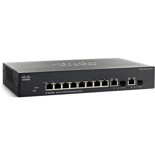 Cisco SF302-08P 8-Port 10/100 PoE Managed Switch with Gigabit Uplinks