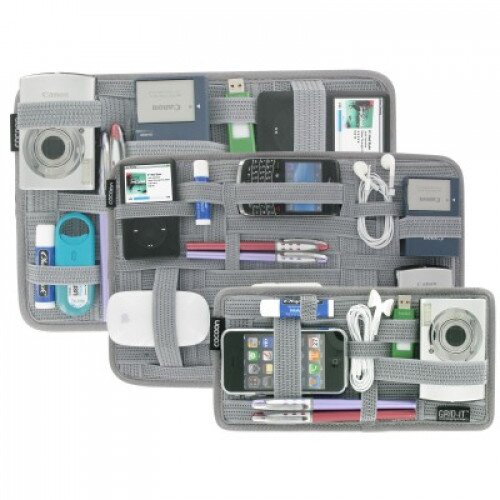 Cocoon Grid-It! Organizer Bundle Contains 3 Grids Small, Medium and Large - High-Rise Gray