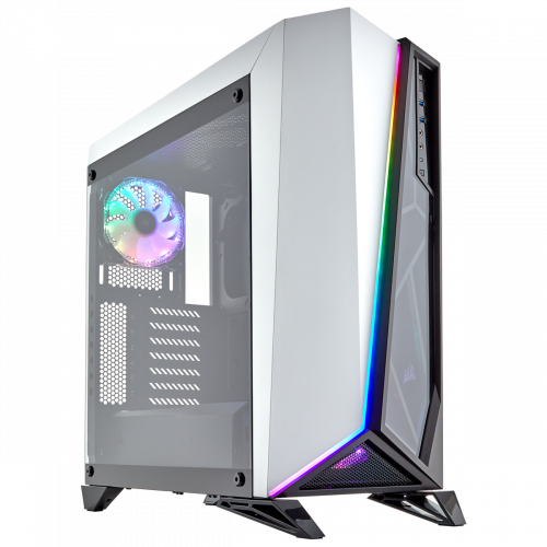 Corsair Carbide Series Spec-Omega RGB Mid-Tower Tempered Glass Gaming Computer Case - White