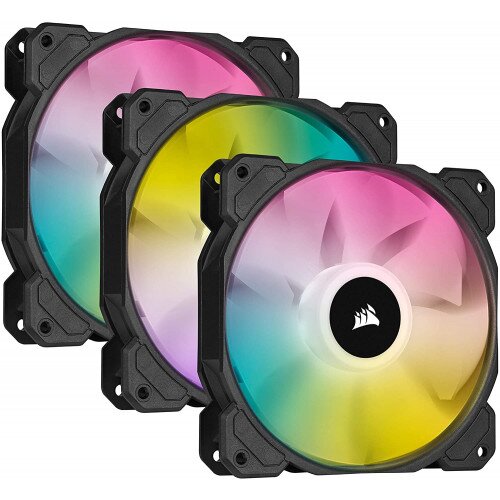 Corsair iCUE SP120 RGB Elite Performance PWM Case Fan - Triple Pack with Lighting Node CORE - 120mm x 25mm - Black