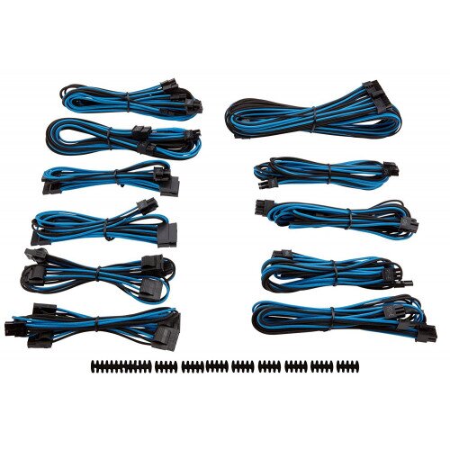 Corsair Premium Individually Sleeved PSU Cable Kit Pro Package, Type 4 (Generation 3) - Blue/Black