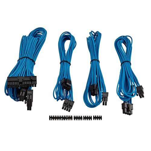 Corsair Premium Individually Sleeved PSU Cable Kit Starter Package, Type 4 (Generation 3) - Blue