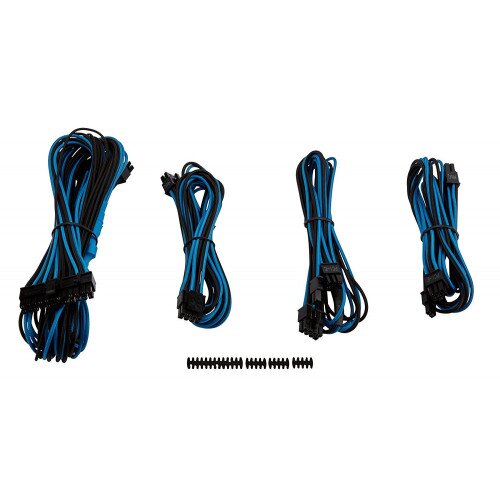 Corsair Premium Individually Sleeved PSU Cable Kit Starter Package, Type 4 (Generation 3) - Blue/Black