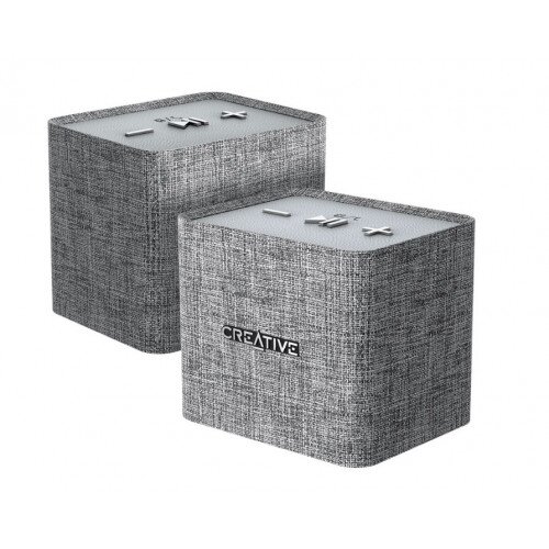 Creative Labs NUNO Micro Twin Pack Cube-Sized Portable Bluetooth Speaker - Grey