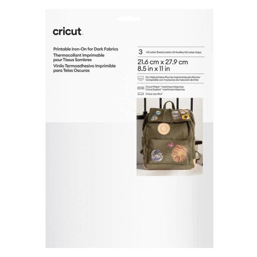 Cricut Printable Iron-On For Dark Fabrics US Letter (3 ct)