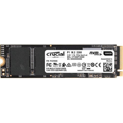 Crucial P1 3D NAND NVMe PCIe M.2 SSD - 1TB