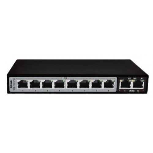 D-Link 10-Port 10/100Base-T Unmanaged Long Range 250m PoE+ Surveillance Switch with 8 PoE Ports