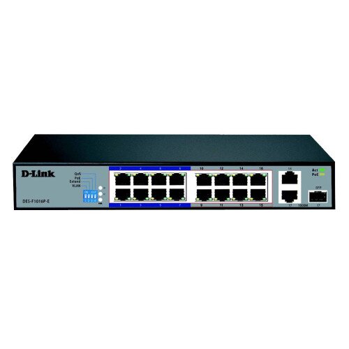 D-Link 16-Port 10/100 Long Range PoE+ Surveillance Switch