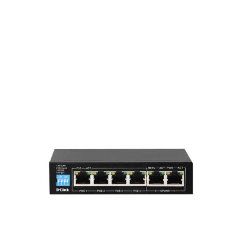 D-Link 250M 6-Port 10/100/1000 Switch with 4 PoE Ports and 2 Uplink Ports