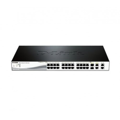 D-Link 28-Port PoE Fast Ethernet WebSmart Switch including 2 Gigabit BASE-T and 2 Gigabit Combo BASE-T/SFP