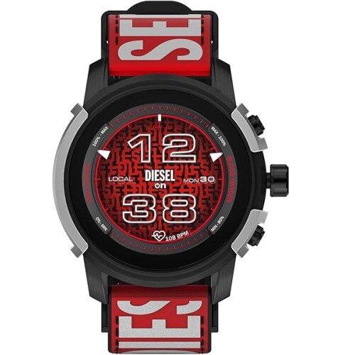 Diesel Men's Griffed Gen 6 Nylon and Silicone Smartwatch - Black/Red