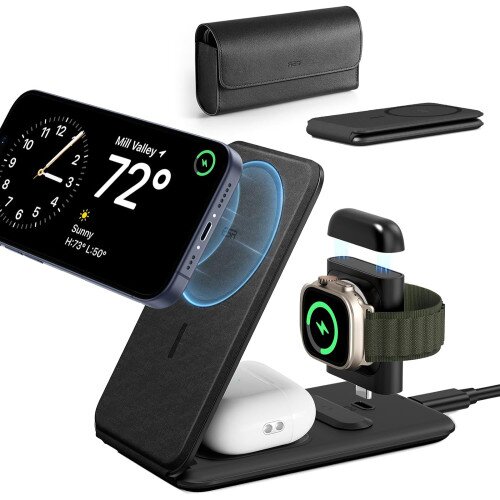 ESR HaloLock 3-in-1 Travel Wireless Charging Set - Black - UK Plug