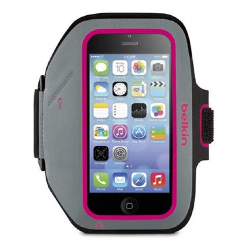 Belkin Sport-Fit Plus Armband for iPhone 5/5s/5c and iPhone SE - Blacktop/Fuchsia