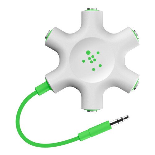 Belkin RockStar 5-Jack 3.5 mm Audio Headphone Splitter - White/Green