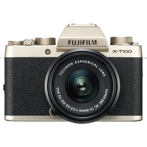 Fujifilm X-T100 Digital Camera - 15-45mm Lens - Champagne Gold