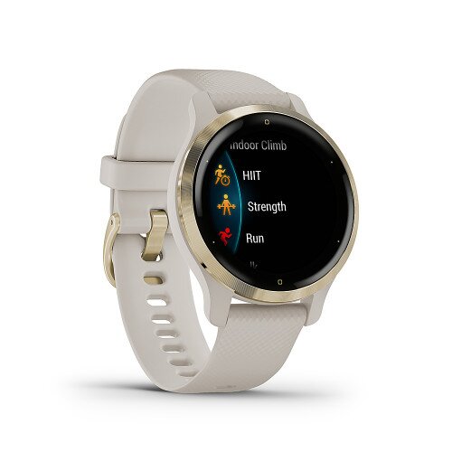 Garmin 2S Fitness Smartwatch - Light Gold Stainless Steel Bezel with Light Sand Case and Silicone Band