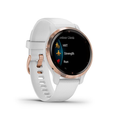 Garmin 2S Fitness Smartwatch - Rose Gold Stainless Steel Bezel with White Case and Silicone Band
