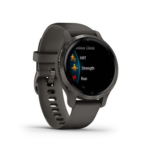 Garmin 2S Fitness Smartwatch - Slate Stainless Steel Bezel with Graphite Case and Silicone Band