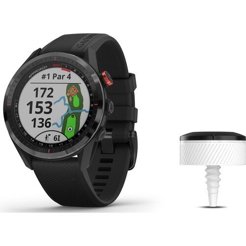 Garmin Approach S62 GPS Golf Watch - Black Ceramic Bezel with Black Silicone Band Bundle