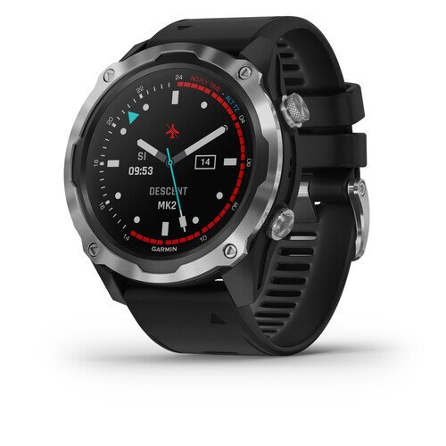 Garmin Descent Mk2 Dive GPS Smartwatch - Stainless Steel with Black Band - 52mm