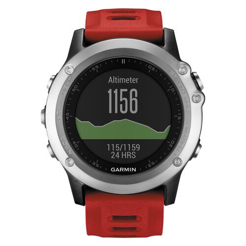 Garmin fenix 3 GPS Watch - Silver with Red Band