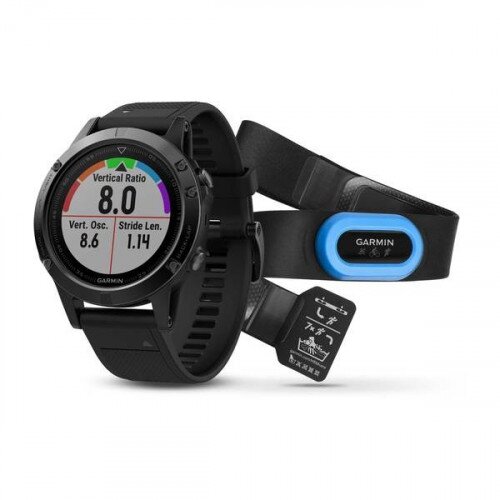 Garmin fenix 5 Black Sapphire with Black Band, Performer Bundle - 47mm