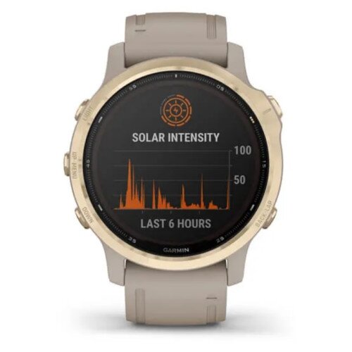 Garmin fenix 6S Multi Sport Watch Solar Edition - Light Gold with Light Sand Band - 42mm