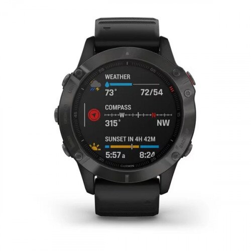 Garmin fenix 6 Multi Sport Watch Sapphire Edition - Carbon Gray DLC with Black Band - 47mm