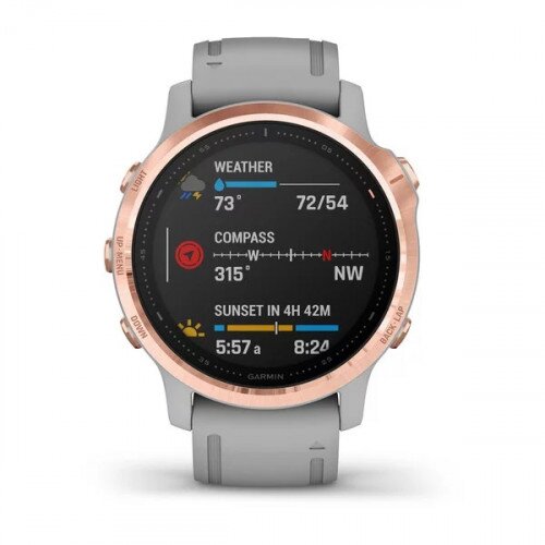 Garmin fenix 6S Multi Sport Watch Sapphire Edition - Rose Gold-tone with Powder Gray Band - 42mm
