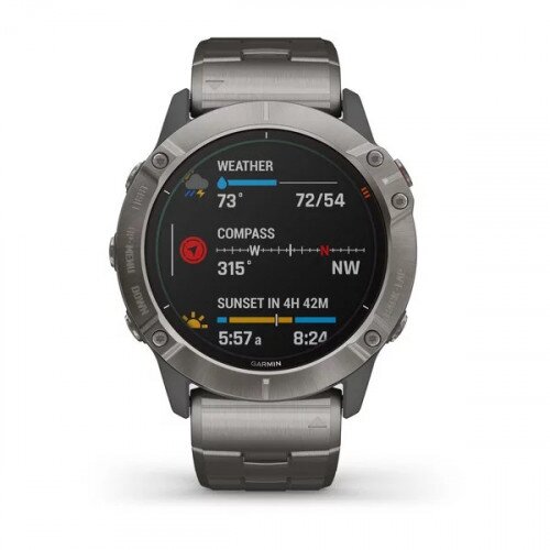 Garmin fenix 6X Pro Multi Sport Watch Solar Edition - Titanium with Vented Titanium Bracelet - 51mm