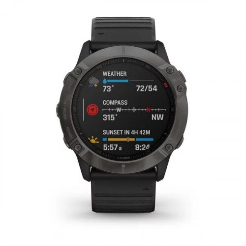 Garmin fenix 6X Multi Sport Watch Sapphire Edition - Carbon Gray DLC with Black Band - 51mm