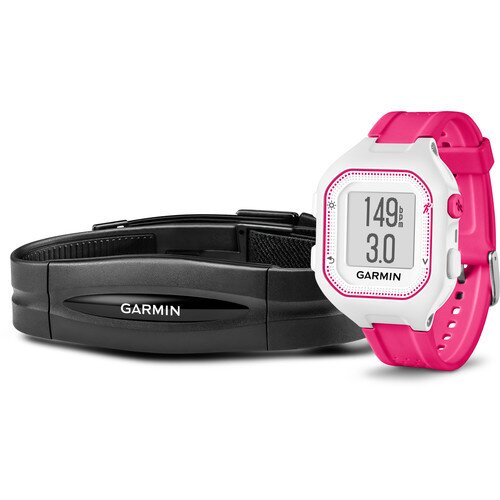 Garmin Forerunner 25 Bundle (Includes Heart Rate Monitor) - White/Pink