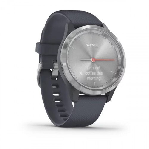 Garmin vivomove 3S Hyprid Smart Watch - Silver Stainless Steel Bezel with Granite Blue Case and Silicone Band - 39mm