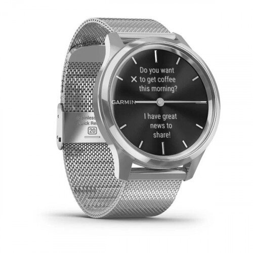 Garmin vivomove Luxe Hyprid Smart Watch - Silver Stainless Steel Case with Silver Milanese Band - 42mm
