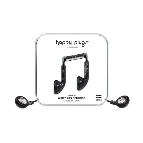 Happy Plugs Earbud Wired Headphones - Black Marble