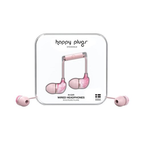 Happy Plugs Plus Wired Headphones - Pink Marble - In-ear
