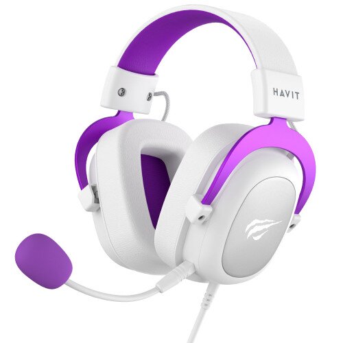 Havit H2002D Surround Sound 53mm Speaker Gaming Headphones - White/Purple