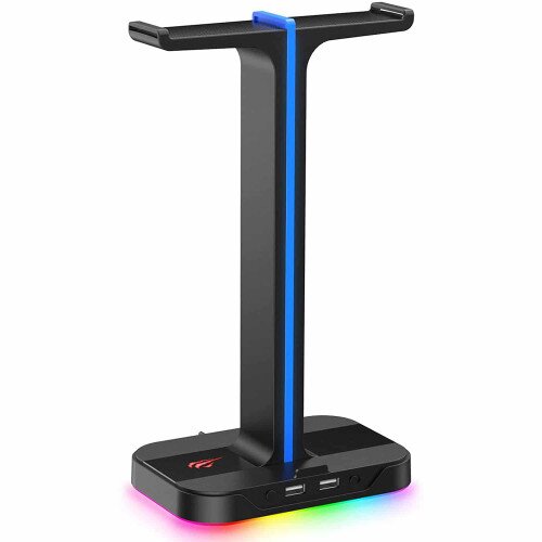 Havit TH650 RGB Headset Stand with Dual Hanger & 2 USB Ports