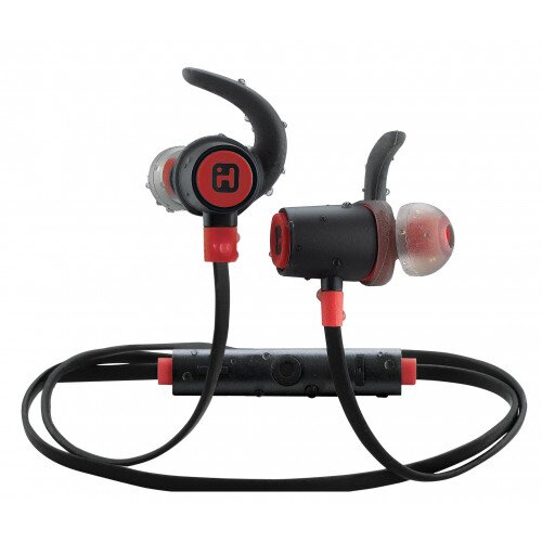 iHome iB73 Bluetooth 4.0 Wireless Water-resistant Sport Earphones with Mic, Remote and Sport Clips - Red