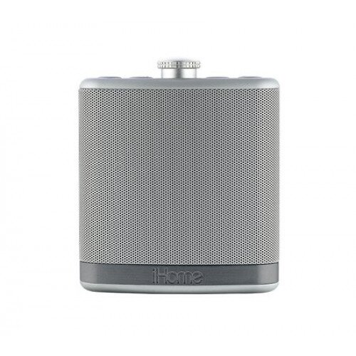 iHome iBT12 Rechargeable Flask Shaped Bluetooth Stereo Speaker with Speakerphone & Custom Sound Case/Carabiner - Silver