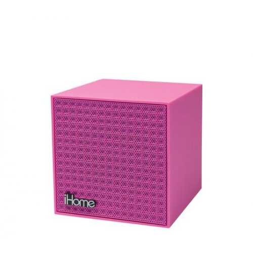 iHome iBT16 Bluetooth Rechargeable Mini Speaker Cube in Rubberized Finish - Pink