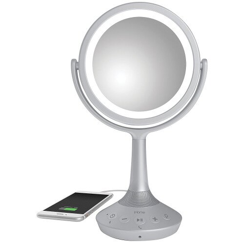 iHome iCVBT5 6" Double-Sided Vanity Mirror with Bluetooth Audio - Silver